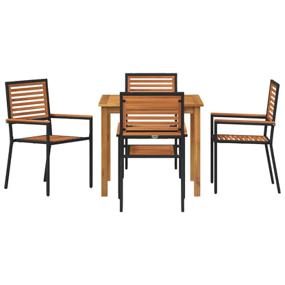 Garden Dining Set 5 pcs Black Solid Acacia Wood