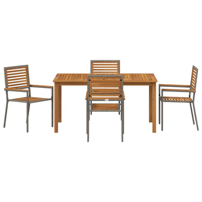 Garden Dining Set 5 pcs Grey Solid Acacia Wood
