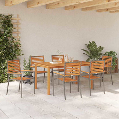 Garden Dining Set 7 pcs Grey Solid Acacia Wood