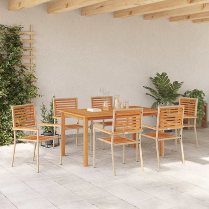 Garden Dining Set 7 pcs Beige Solid Acacia Wood