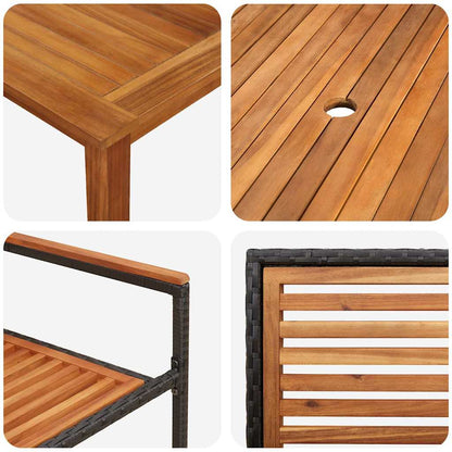 Garden Dining Set 7 pcs Black Solid Acacia Wood