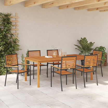 Garden Dining Set 7 pcs Black Solid Acacia Wood