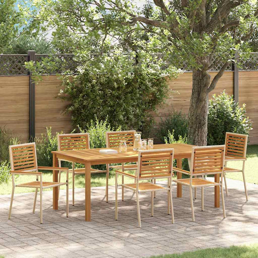Garden Dining Set 7 pcs Beige Solid Acacia Wood