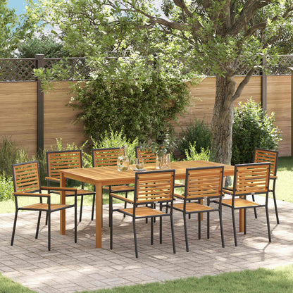 Garden Dining Set 9 pcs Black Solid Acacia Wood