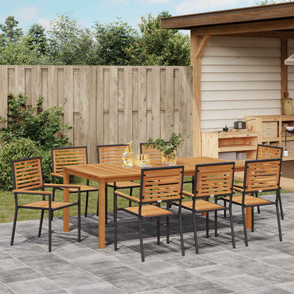 Garden Dining Set 9 pcs Black Solid Acacia Wood