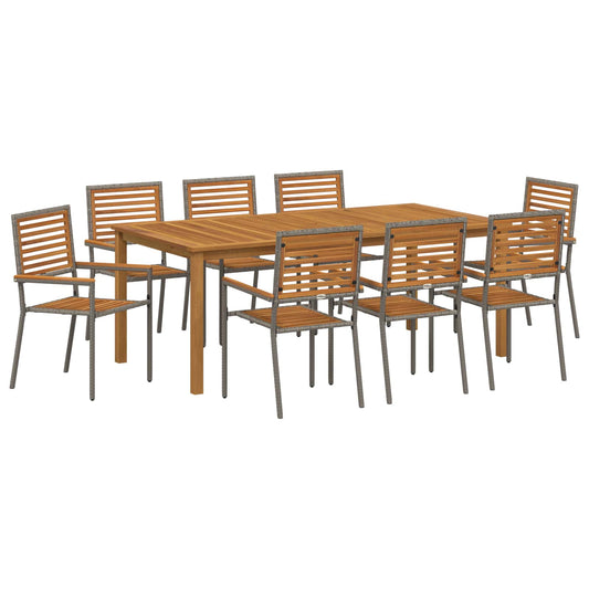 Garden Dining Set 9 pcs Grey Solid Acacia Wood