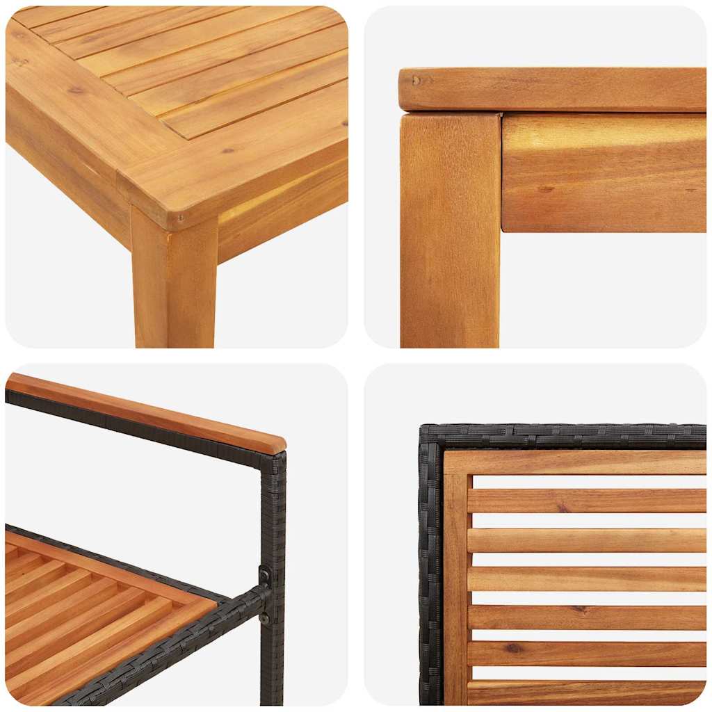 Garden Dining Set 3 pcs Black Solid Acacia Wood