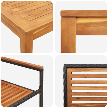 Garden Dining Set 3 pcs Black Solid Acacia Wood