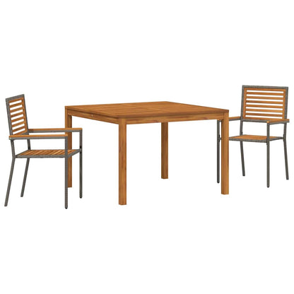 Garden Dining Set 3 pcs Grey Solid Acacia Wood