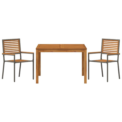 Garden Dining Set 3 pcs Grey Solid Acacia Wood