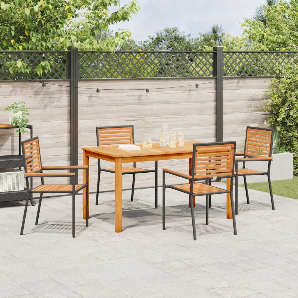 Garden Dining Set 5 pcs Black Solid Acacia Wood