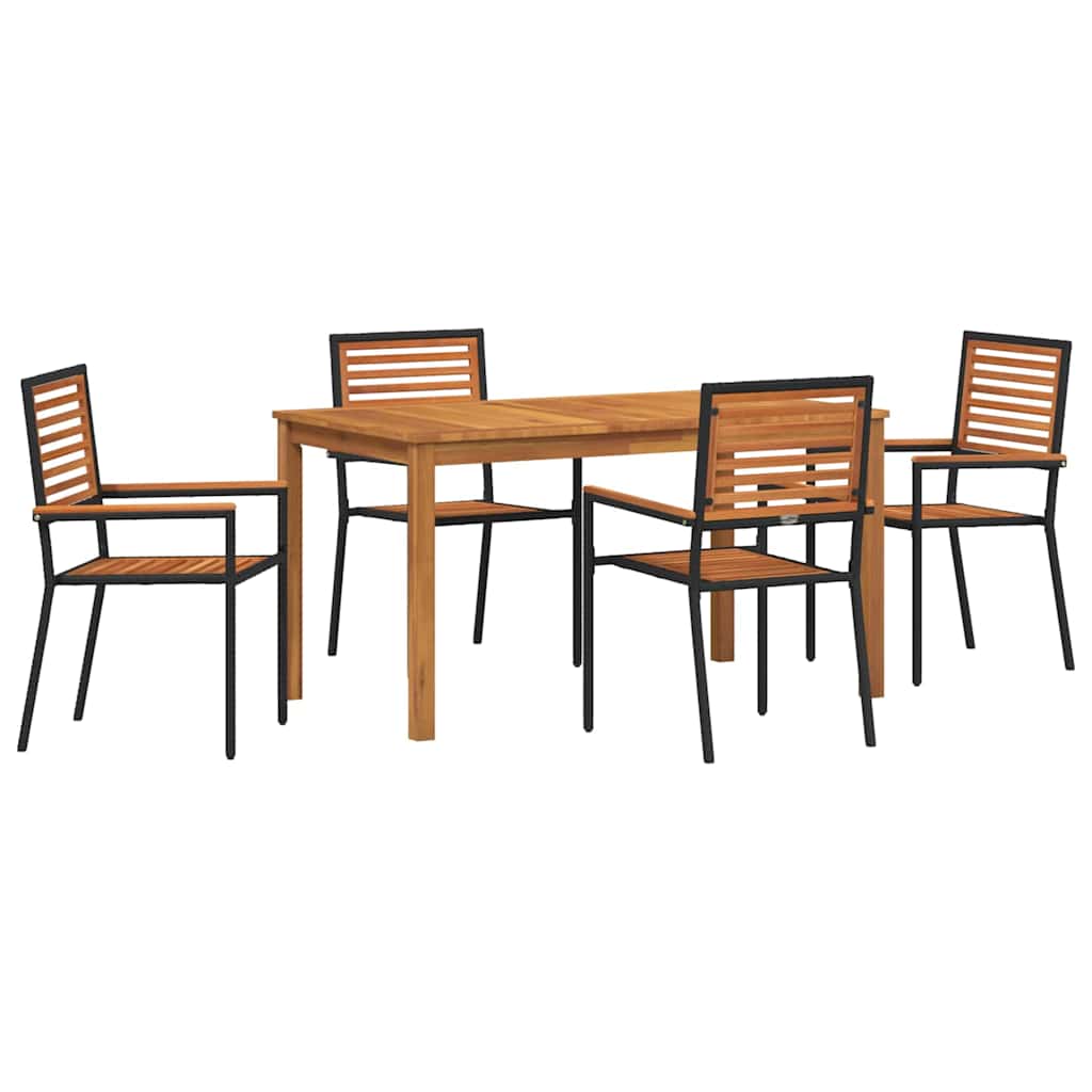 Garden Dining Set 5 pcs Black Solid Acacia Wood