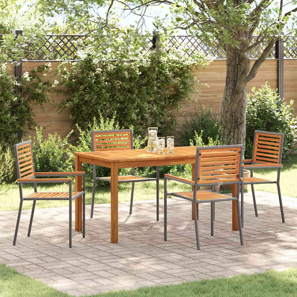 Garden Dining Set 5 pcs Grey Solid Acacia Wood