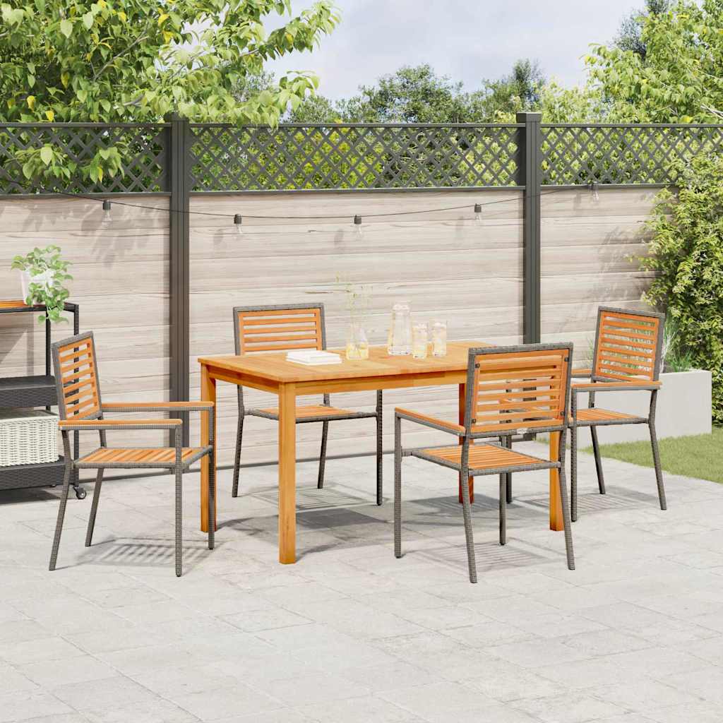 Garden Dining Set 5 pcs Grey Solid Acacia Wood