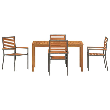 Garden Dining Set 5 pcs Grey Solid Acacia Wood