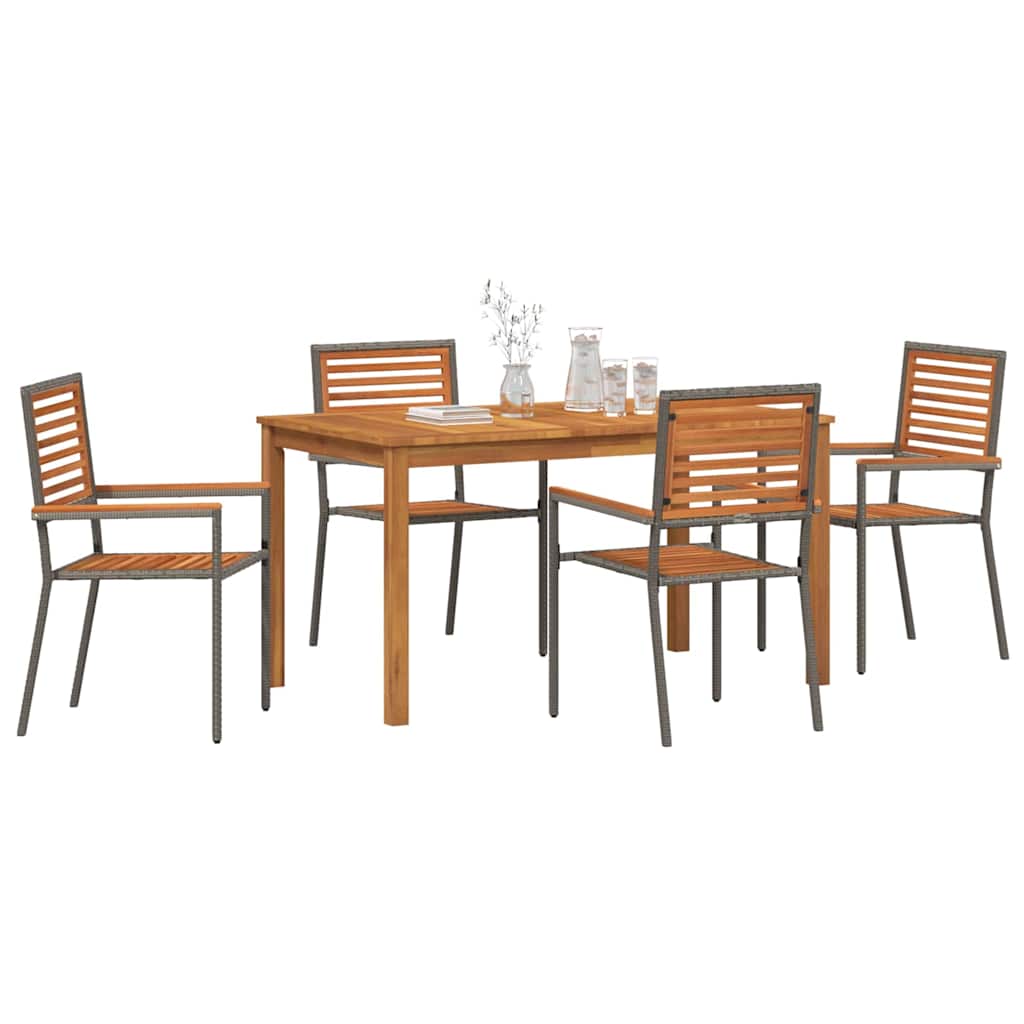 Garden Dining Set 5 pcs Grey Solid Acacia Wood