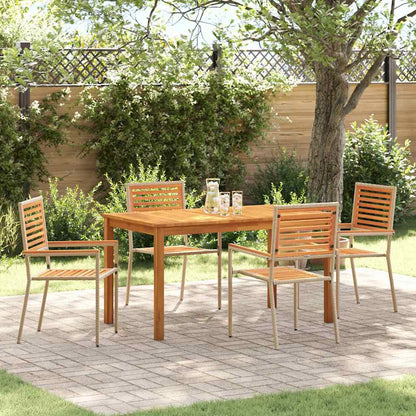 Garden Dining Set 5 pcs Beige Solid Acacia Wood