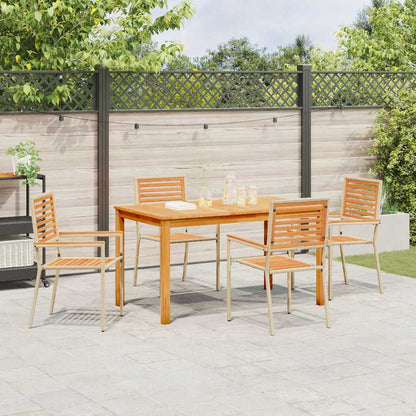 Garden Dining Set 5 pcs Beige Solid Acacia Wood