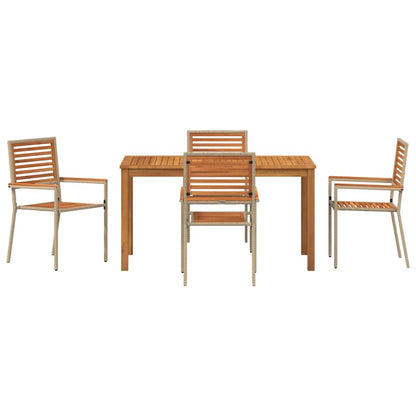 Garden Dining Set 5 pcs Beige Solid Acacia Wood