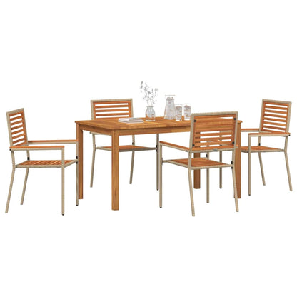 Garden Dining Set 5 pcs Beige Solid Acacia Wood