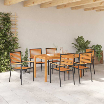 Garden Dining Set 7 pcs Black Solid Acacia Wood