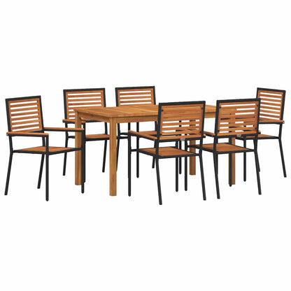 Garden Dining Set 7 pcs Black Solid Acacia Wood