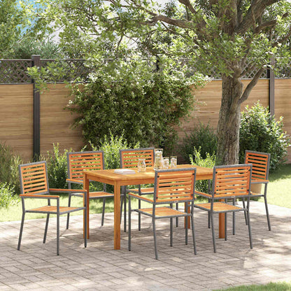 Garden Dining Set 7 pcs Grey Solid Acacia Wood