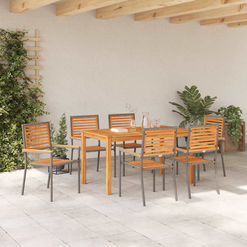 Garden Dining Set 7 pcs Grey Solid Acacia Wood