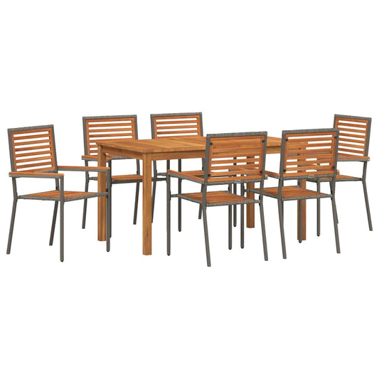 Garden Dining Set 7 pcs Grey Solid Acacia Wood