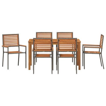 Garden Dining Set 7 pcs Grey Solid Acacia Wood