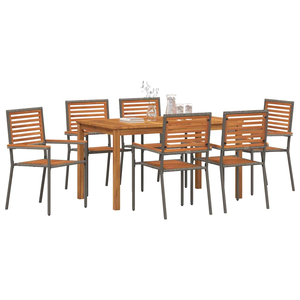 Garden Dining Set 7 pcs Grey Solid Acacia Wood