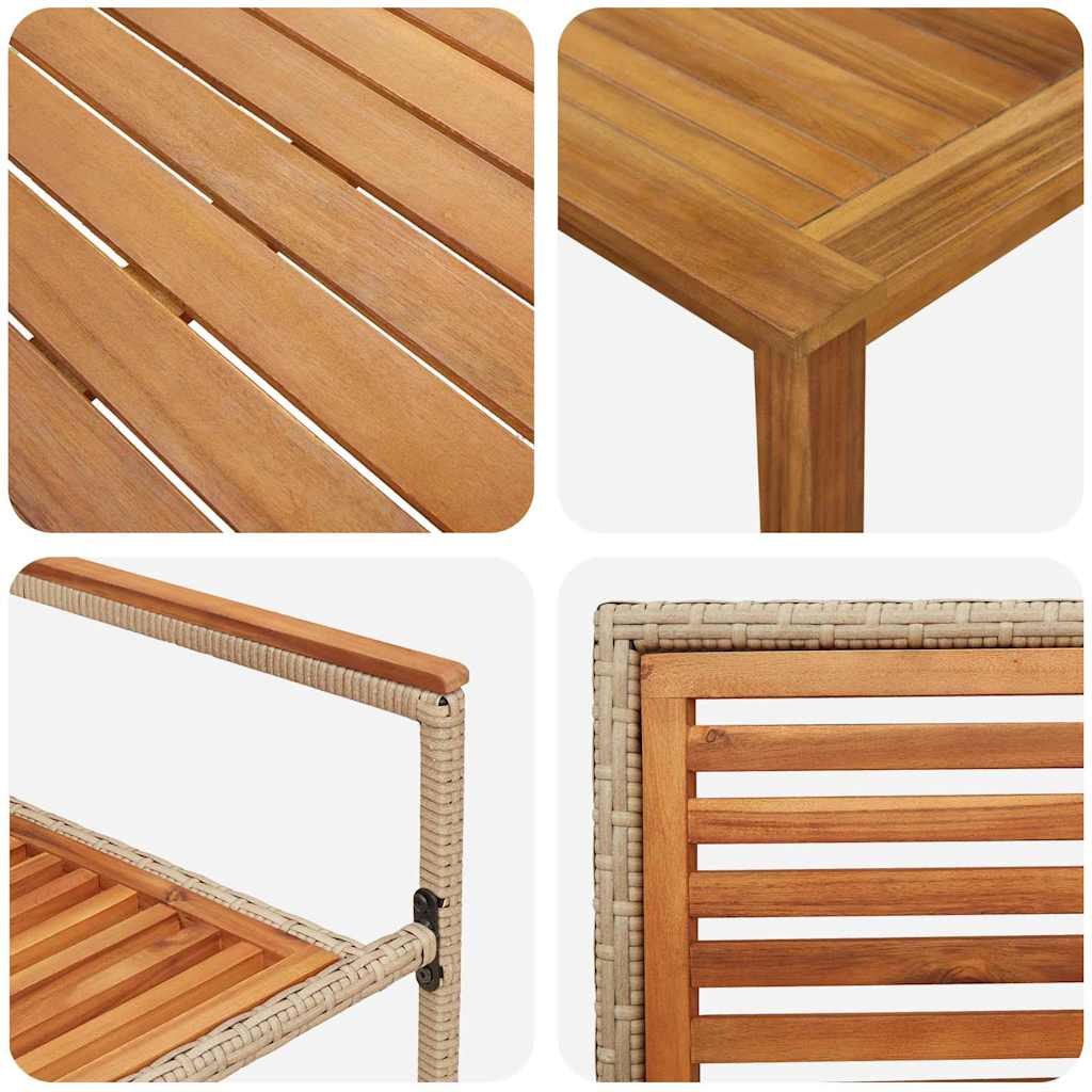 Garden Dining Set 7 pcs Beige Solid Acacia Wood
