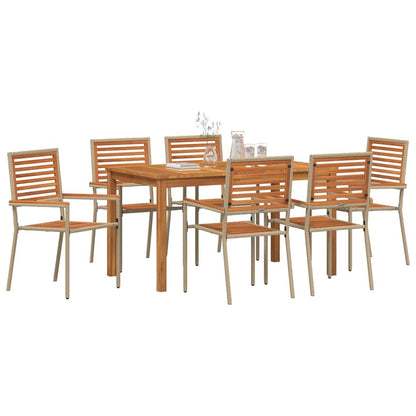 Garden Dining Set 7 pcs Beige Solid Acacia Wood