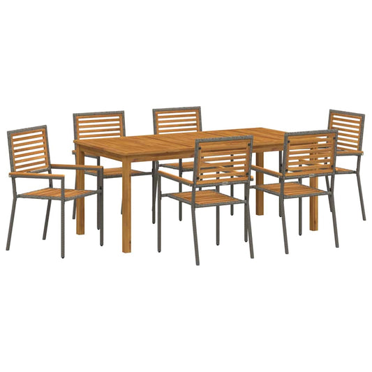 Garden Dining Set 7 pcs Grey Solid Acacia Wood