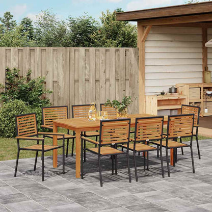 Garden Dining Set 9 pcs Black Solid Acacia Wood