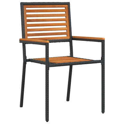 Garden Dining Set 9 pcs Black Solid Acacia Wood