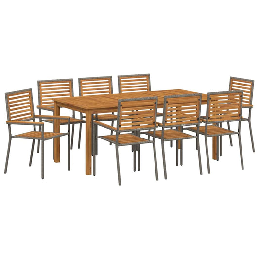 Garden Dining Set 9 pcs Grey Solid Acacia Wood