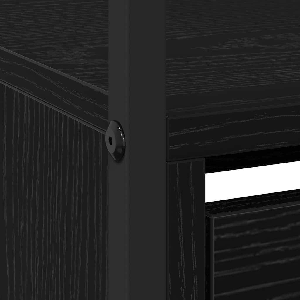 Shoe Cabinet Black Oak 100 x 34 x 112 cm Engineered Wood