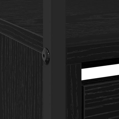 Shoe Cabinet Black Oak 100 x 34 x 112 cm Engineered Wood