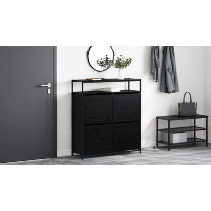 Shoe Cabinet Black Oak 100 x 34 x 112 cm Engineered Wood