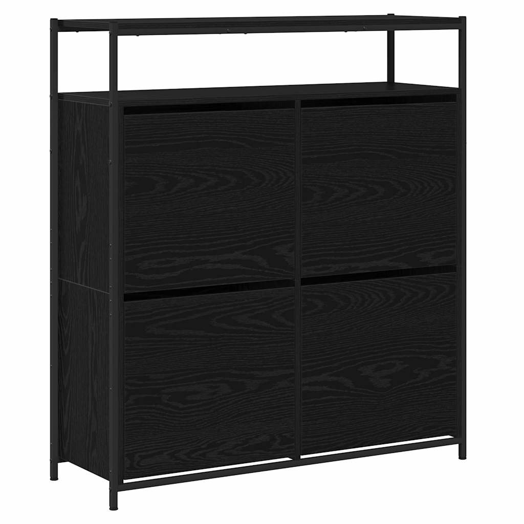 Shoe Cabinet Black Oak 100 x 34 x 112 cm Engineered Wood