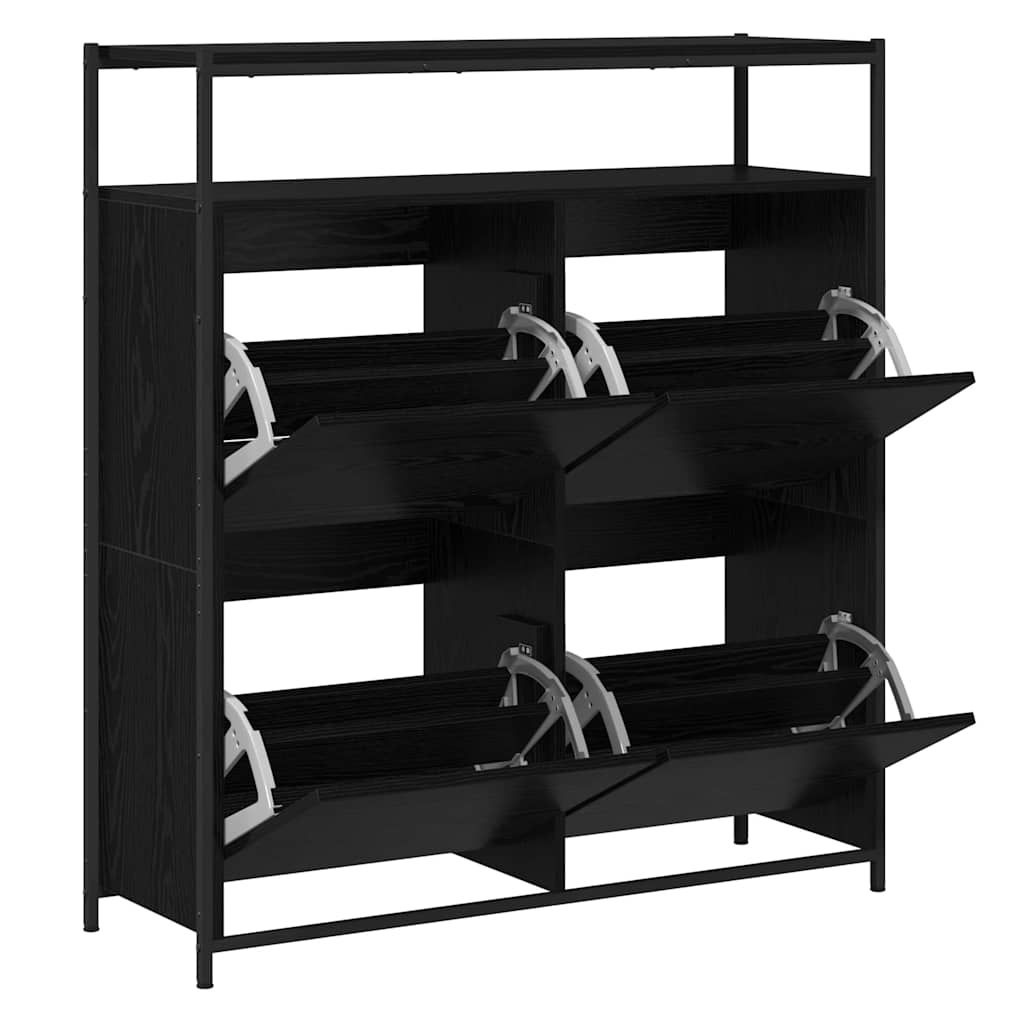 Shoe Cabinet Black Oak 100 x 34 x 112 cm Engineered Wood