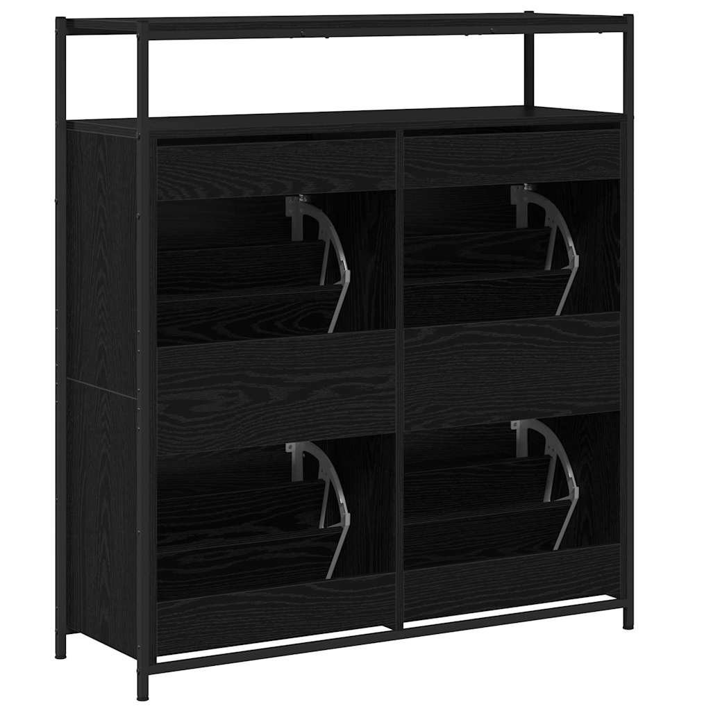 Shoe Cabinet Black Oak 100 x 34 x 112 cm Engineered Wood