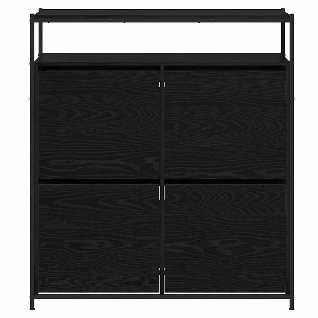 Shoe Cabinet Black Oak 100 x 34 x 112 cm Engineered Wood