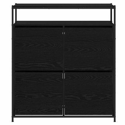 Shoe Cabinet Black Oak 100 x 34 x 112 cm Engineered Wood