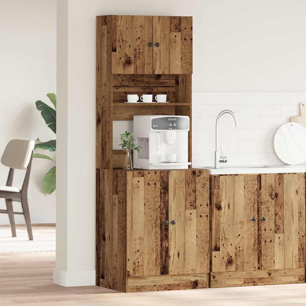 Kitchen Sideboard with Shelf 2 pcs Old Wood 60 x 50 x 180 cm