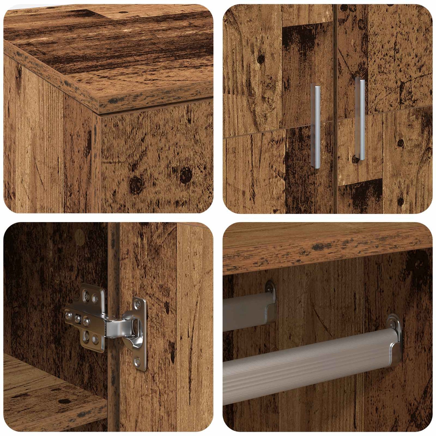 Highboard with Shelf Old Wood 80 x 39 x 178 cm Engineered wood