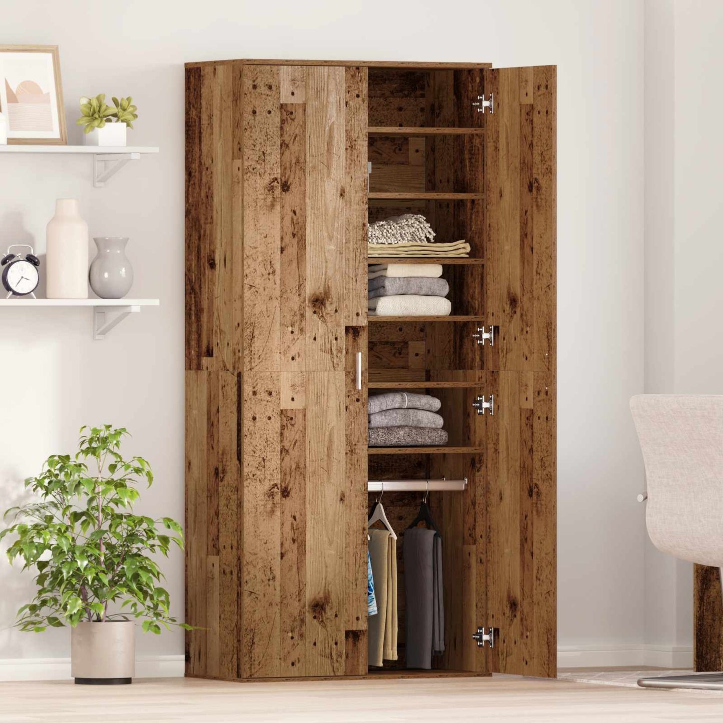 Highboard with Shelf Old Wood 80 x 39 x 178 cm Engineered wood