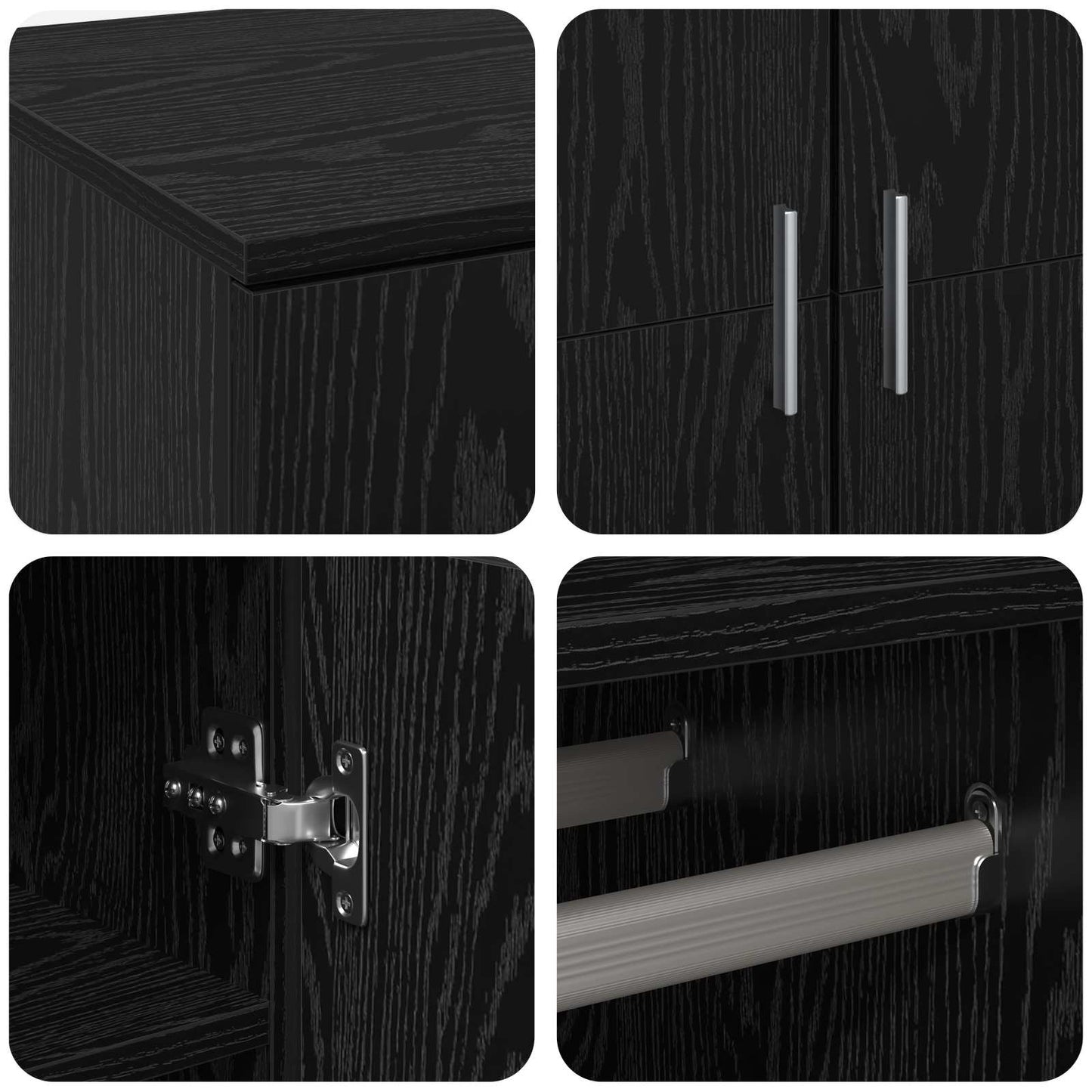 Highboard 80 x 39 x 178 cm Engineered Wood Black Oak