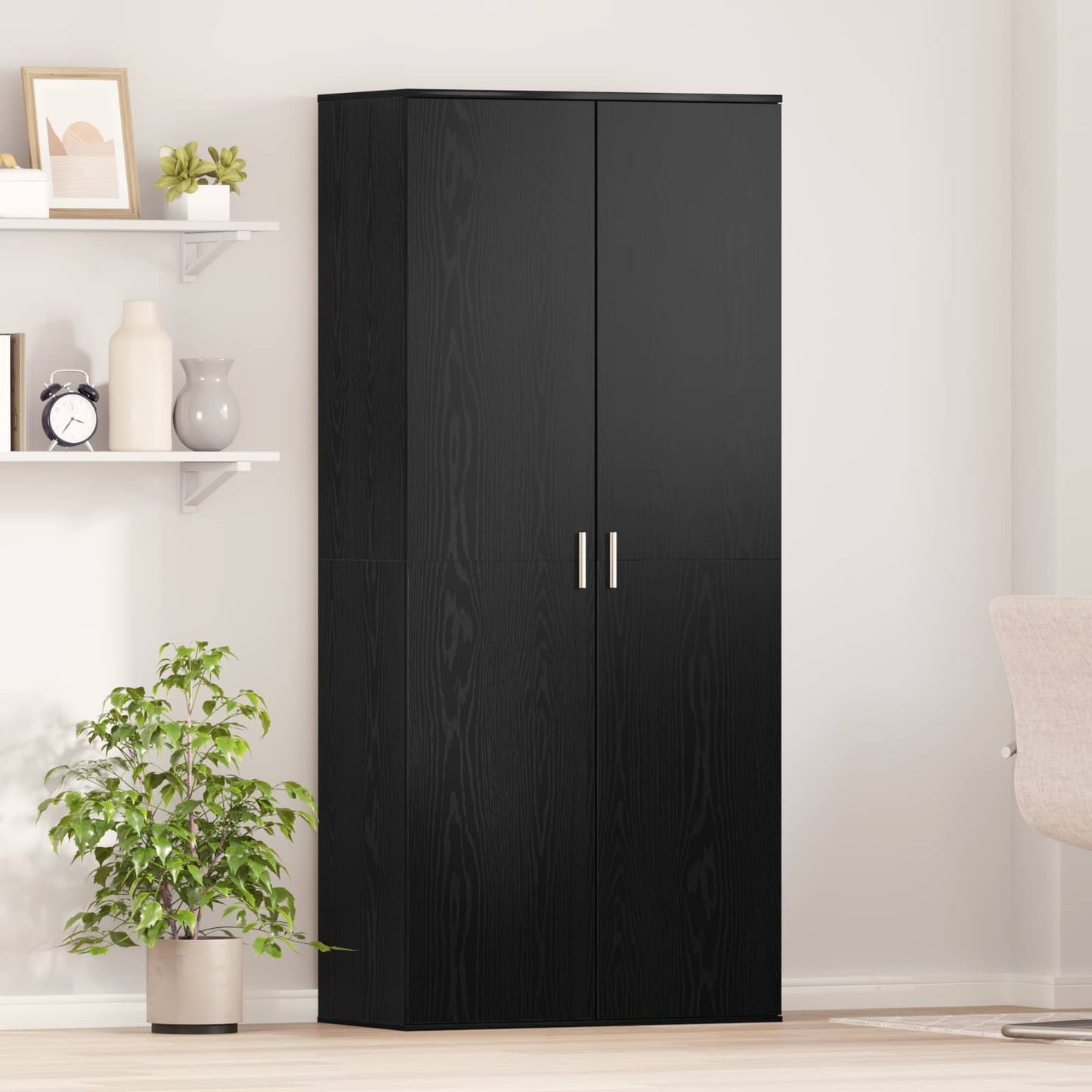 Highboard 80 x 39 x 178 cm Engineered Wood Black Oak